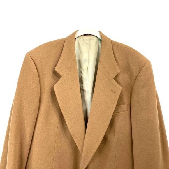 Oscar De La Renta wool cashmere blend suit jacket blazer Sz 44L camel caramel - Picture 2 of 10